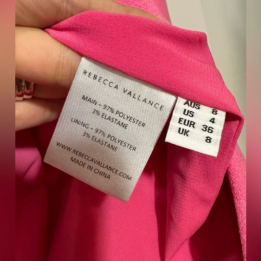 NWT Rebecca Vallance Love One Bow Shoulder Dress Pink 4